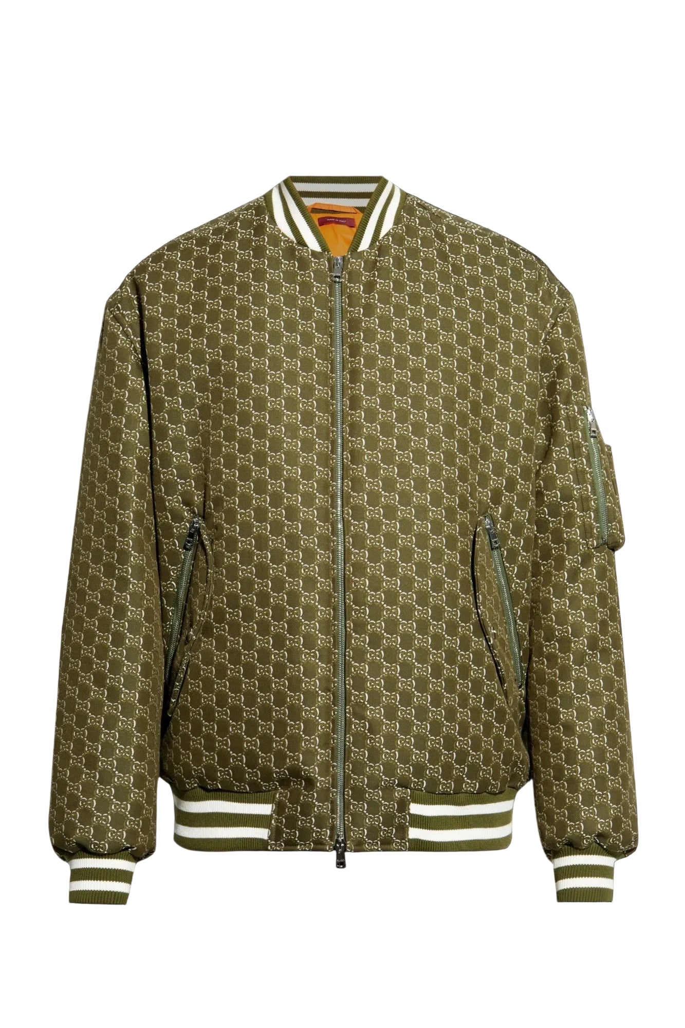 GG Padded Bomber Jacket in Green