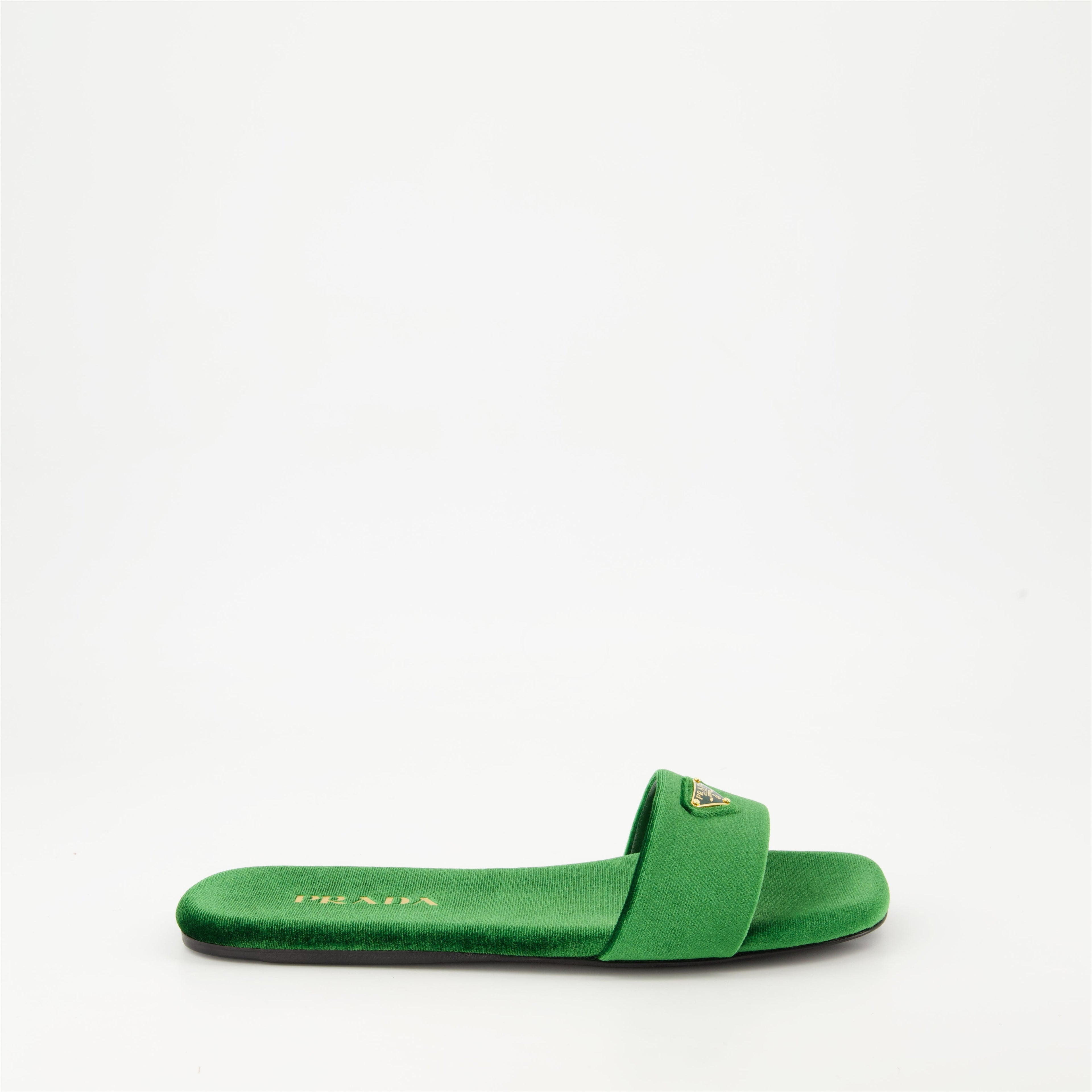 Green Velvet Sandals