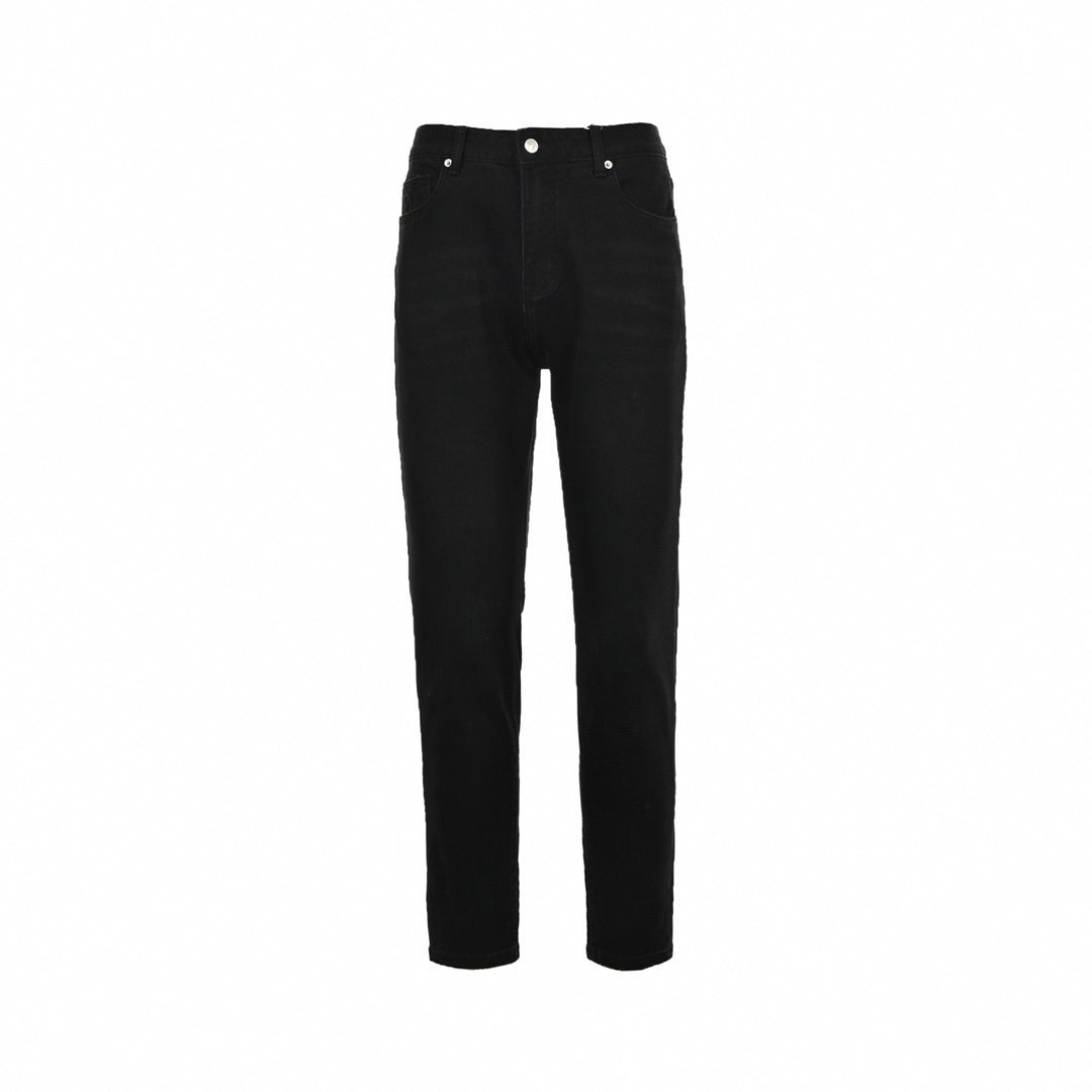 Black Slim-Fit Jeans with Embroidered Logo Detail