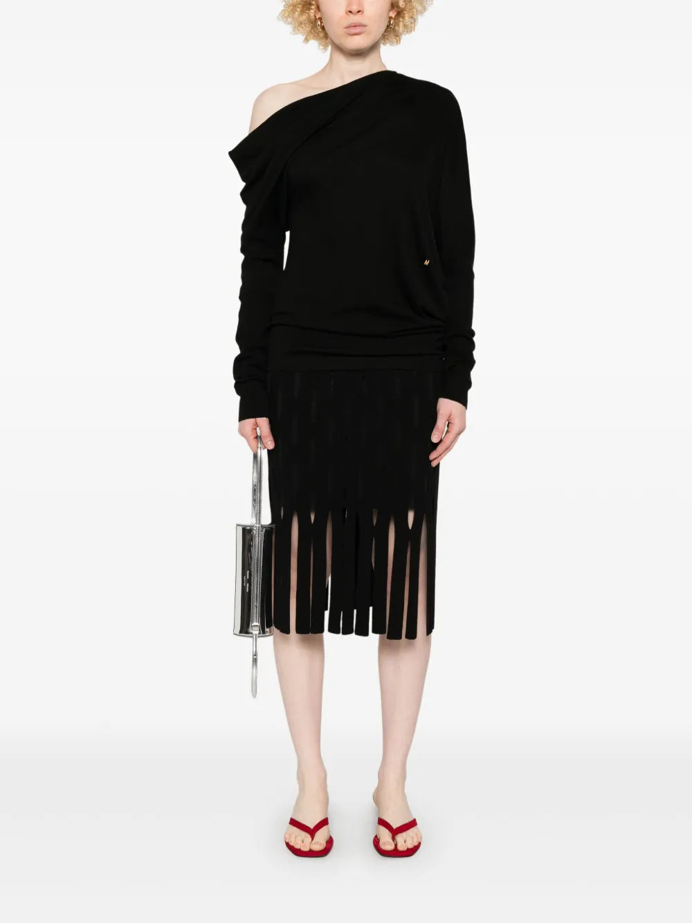 Draped Collar Wool Sweater