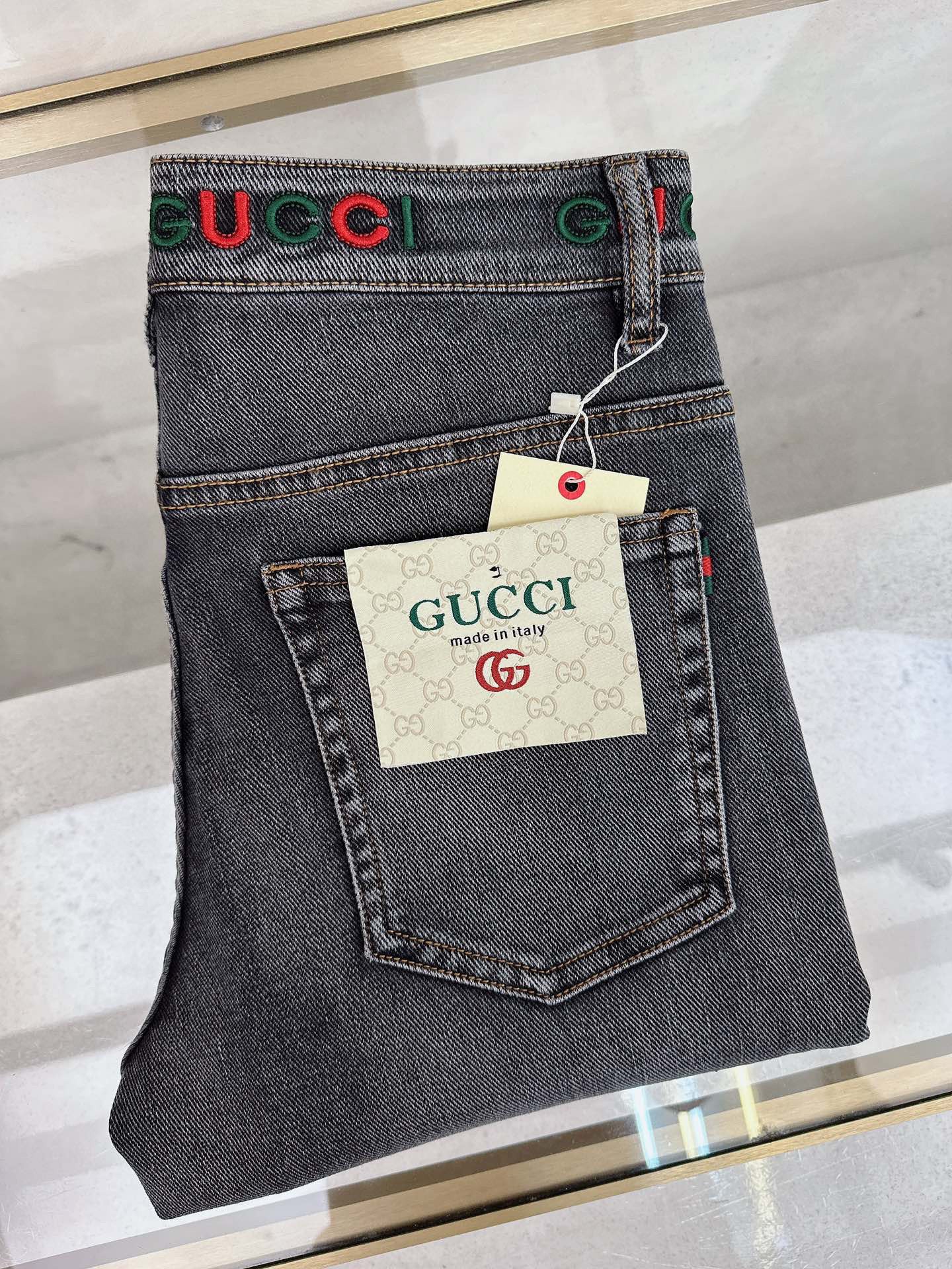 Denim Jeans with Embroidered Logo