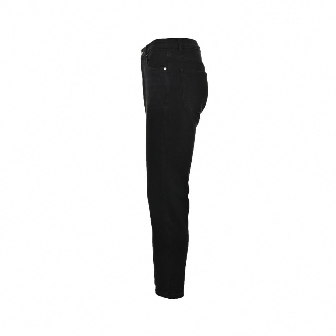 Black Slim-Fit Jeans with Embroidered Logo Detail