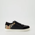 Check Leather and Velvet Sneakers