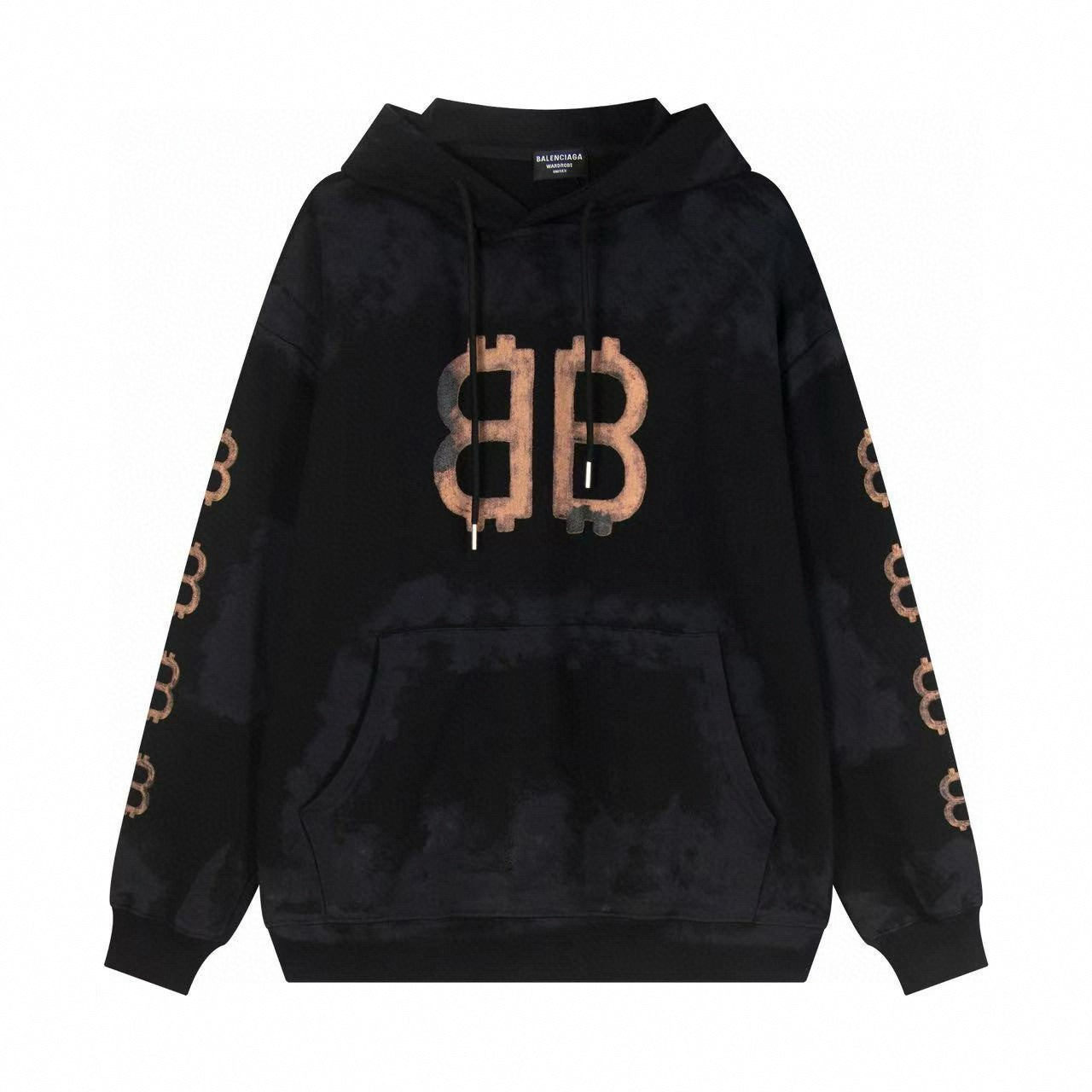 Distressed Logo Hoodie – Black Tie-Dye Edition