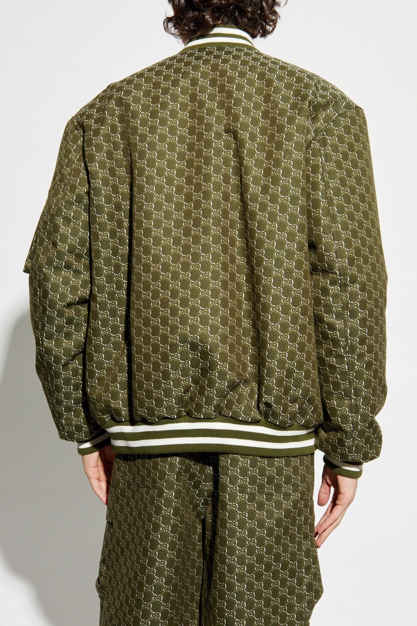 GG Padded Bomber Jacket in Green