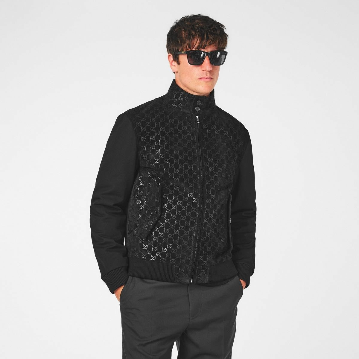 GG Suede Bomber Jacket