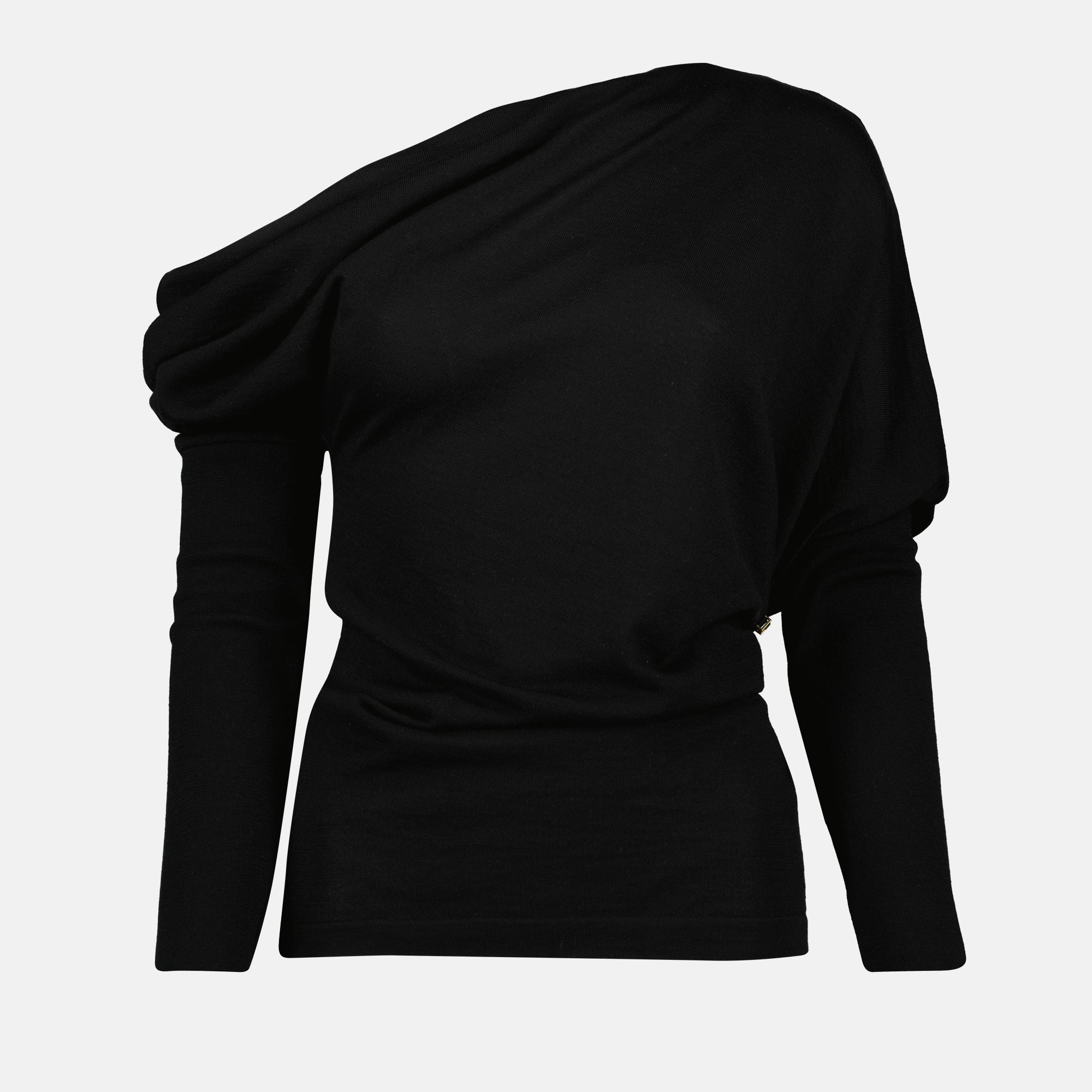 Draped Collar Wool Sweater