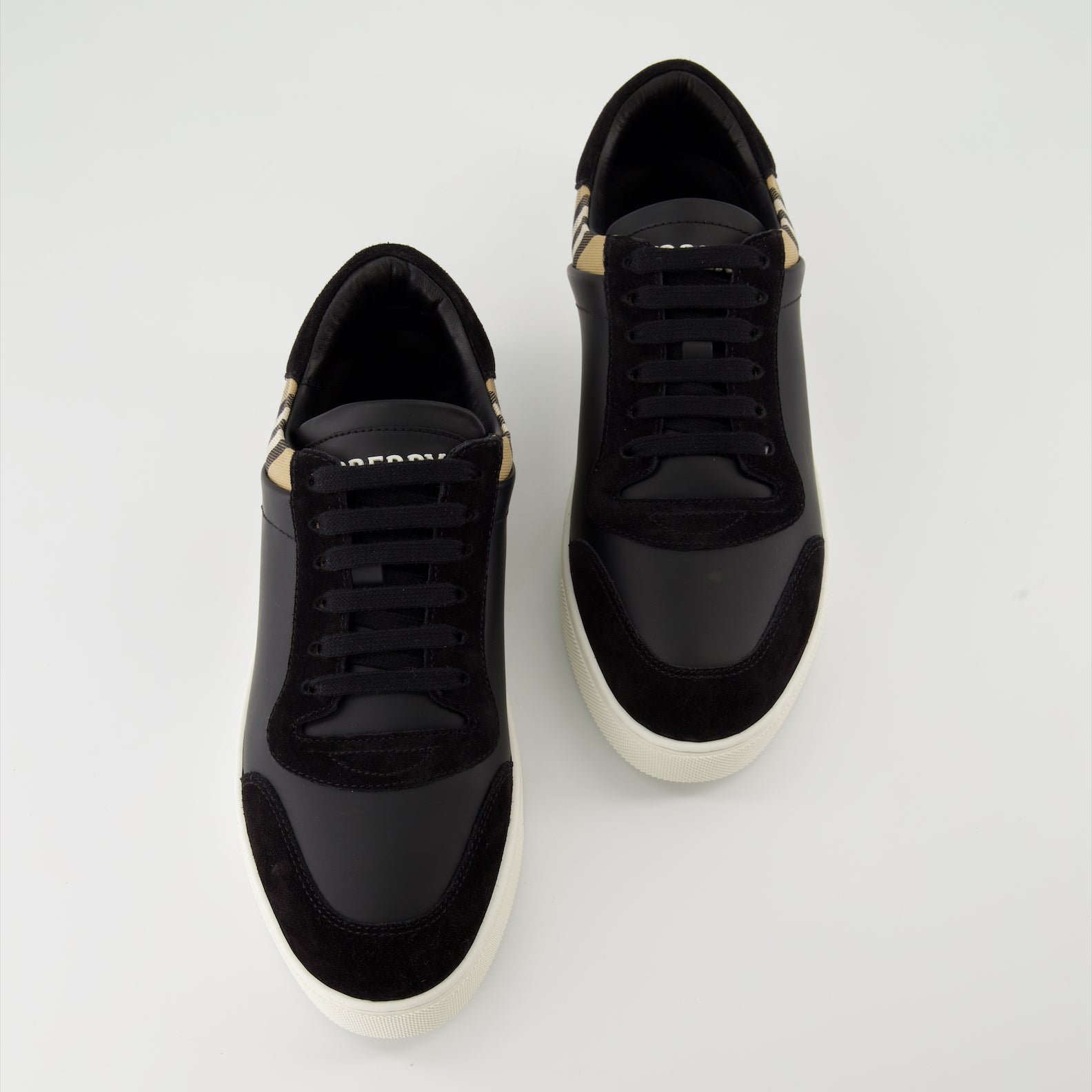 Check Leather and Velvet Sneakers