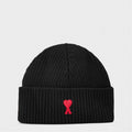 AMI Paris Men’s Alpaca Knitted Beanie in Black