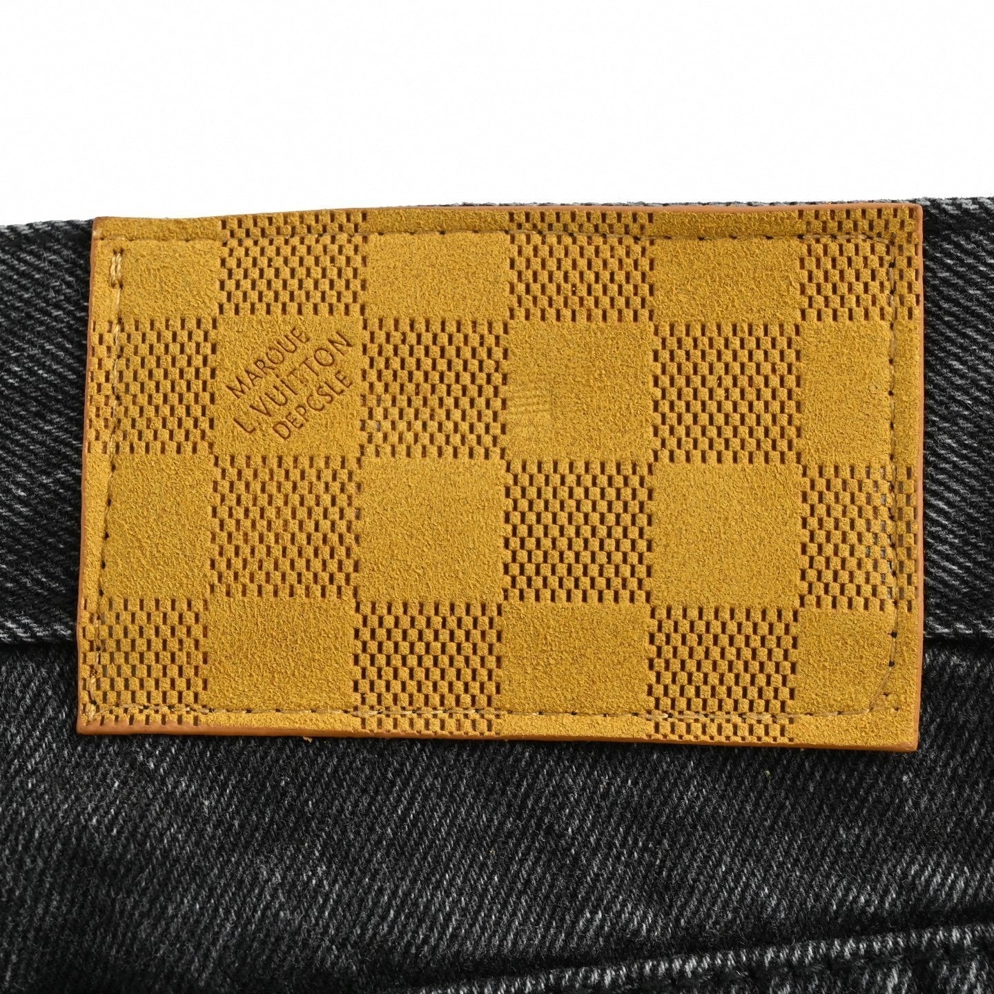 Damier Patch Washed Black Denim Jeans – Relaxed Luxury Fit