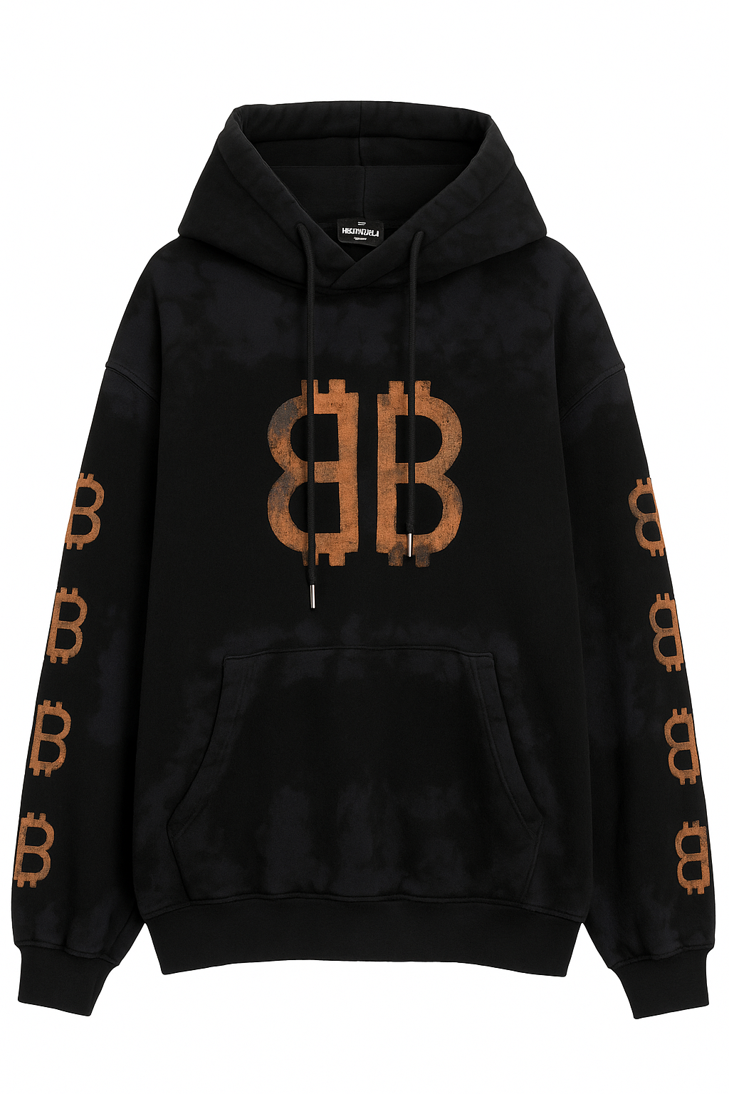 Distressed Logo Hoodie – Black Tie-Dye Edition