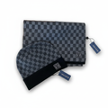 Dark Grey Damier Beanie & Scarf Set
