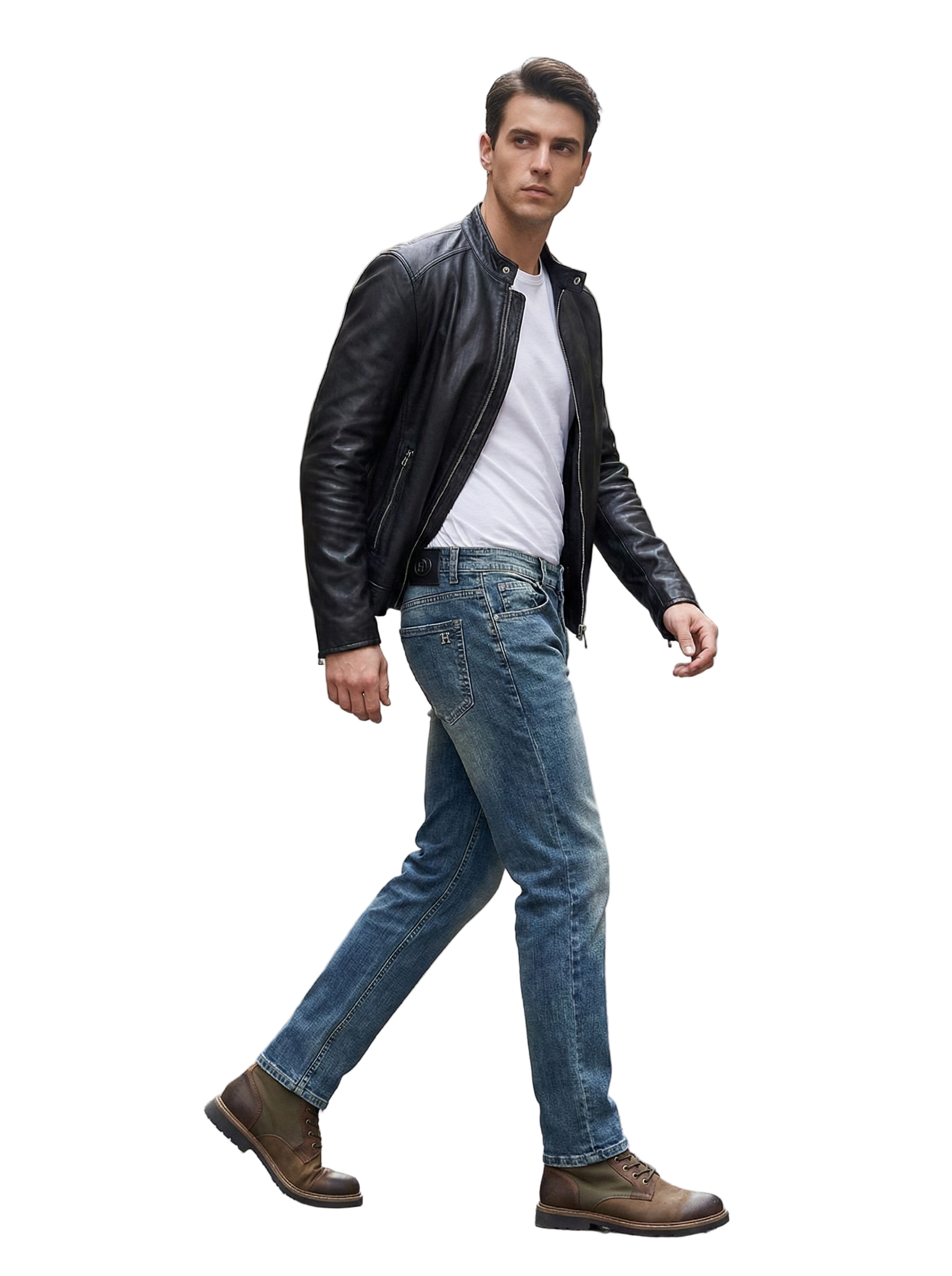 Classic Light-Wash Stretch Denim Jeans