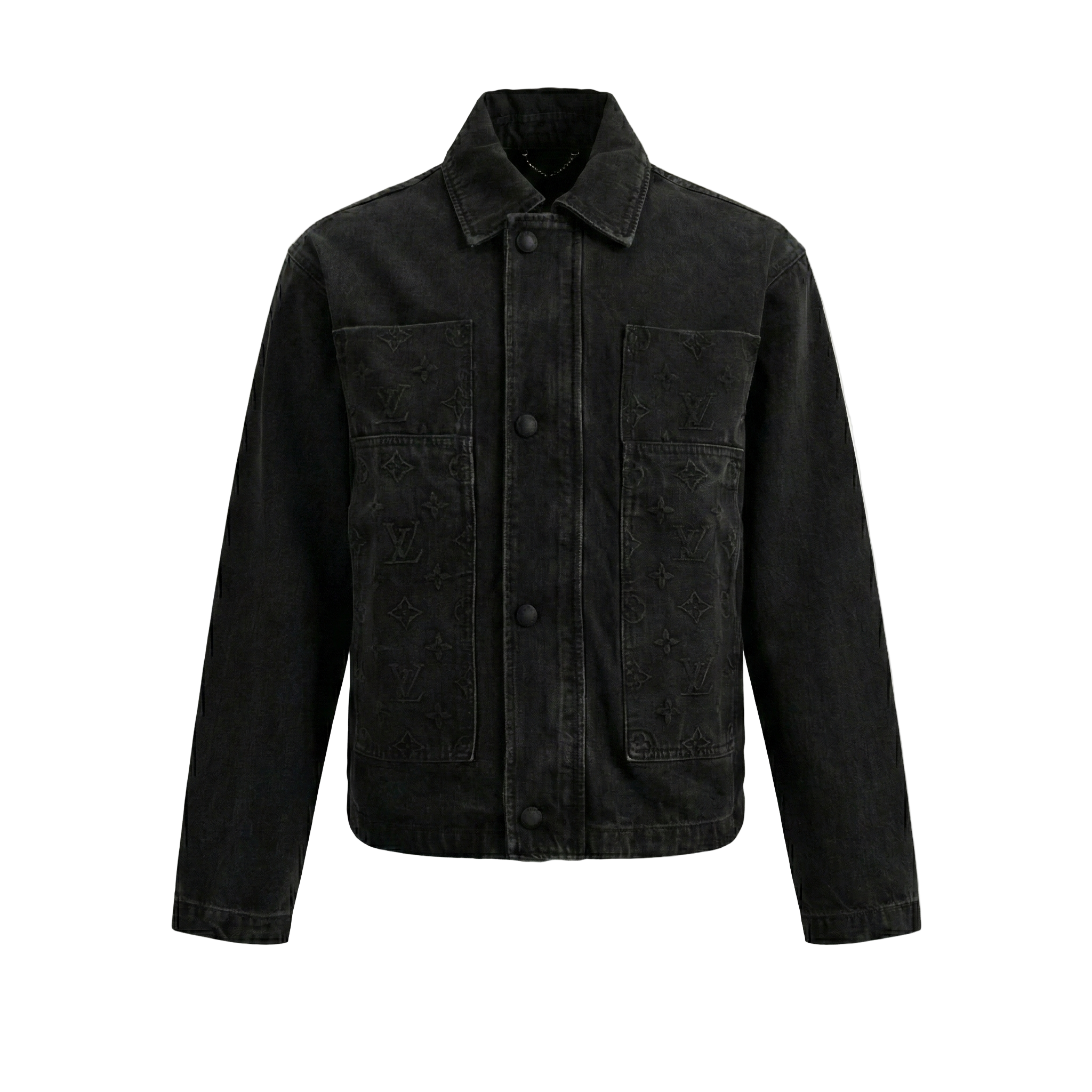 Black Monogram Embossed Denim Jacket