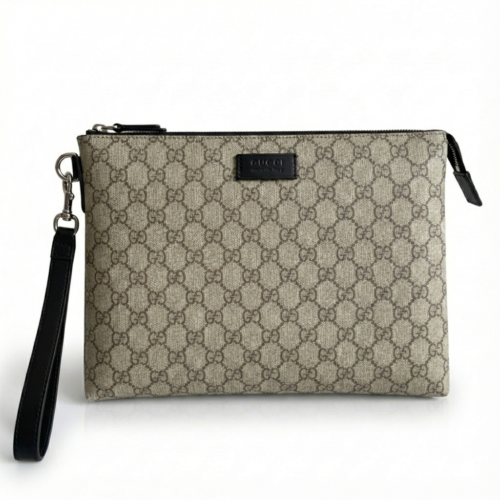 GG Supreme Canvas Pouch with Detachable Wrist Strap