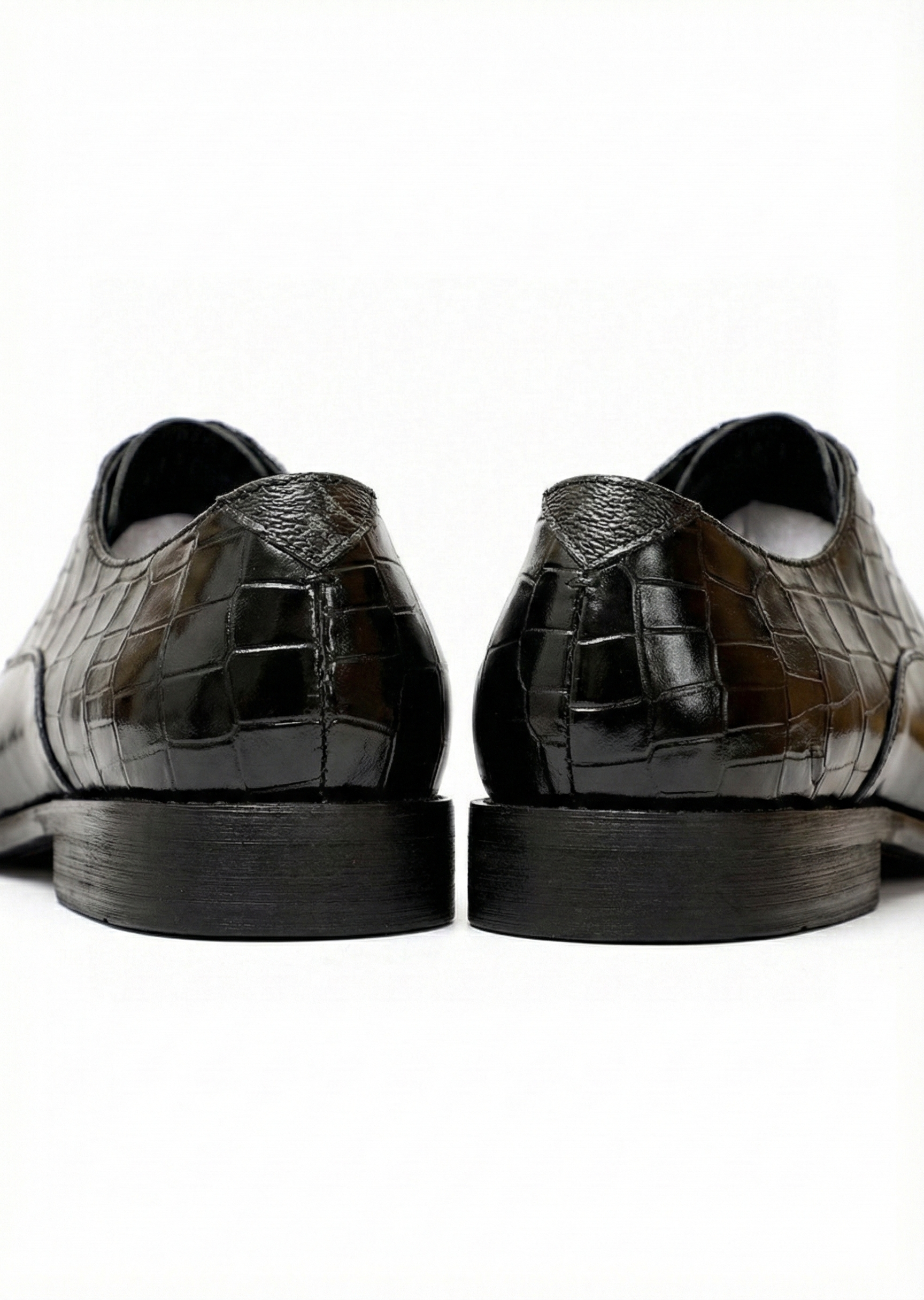 Black Patent Croc-Embossed Oxford Shoes
