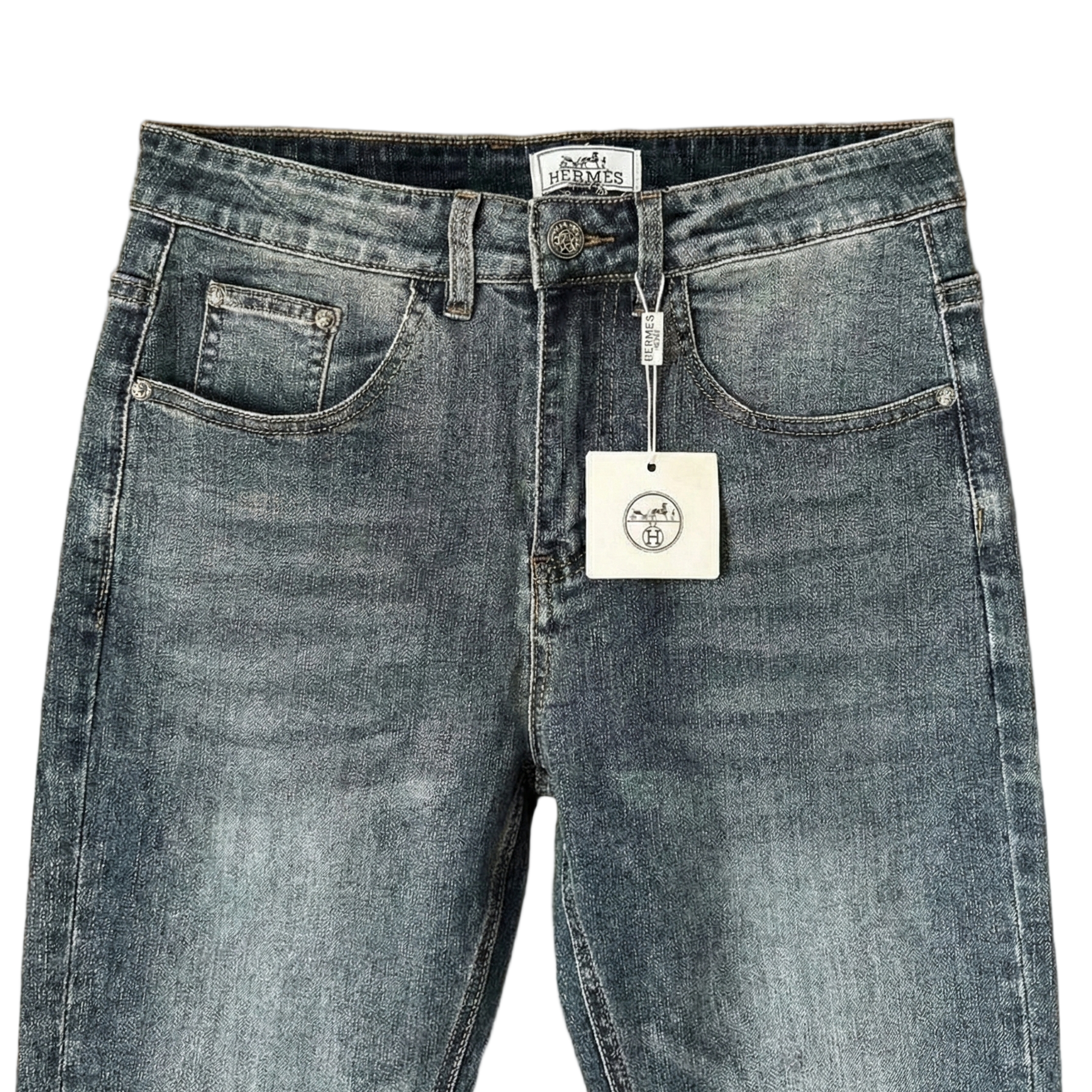 Classic Light-Wash Stretch Denim Jeans