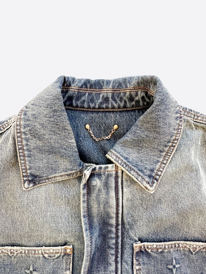 Grey Monogram Panel Denim Jacket