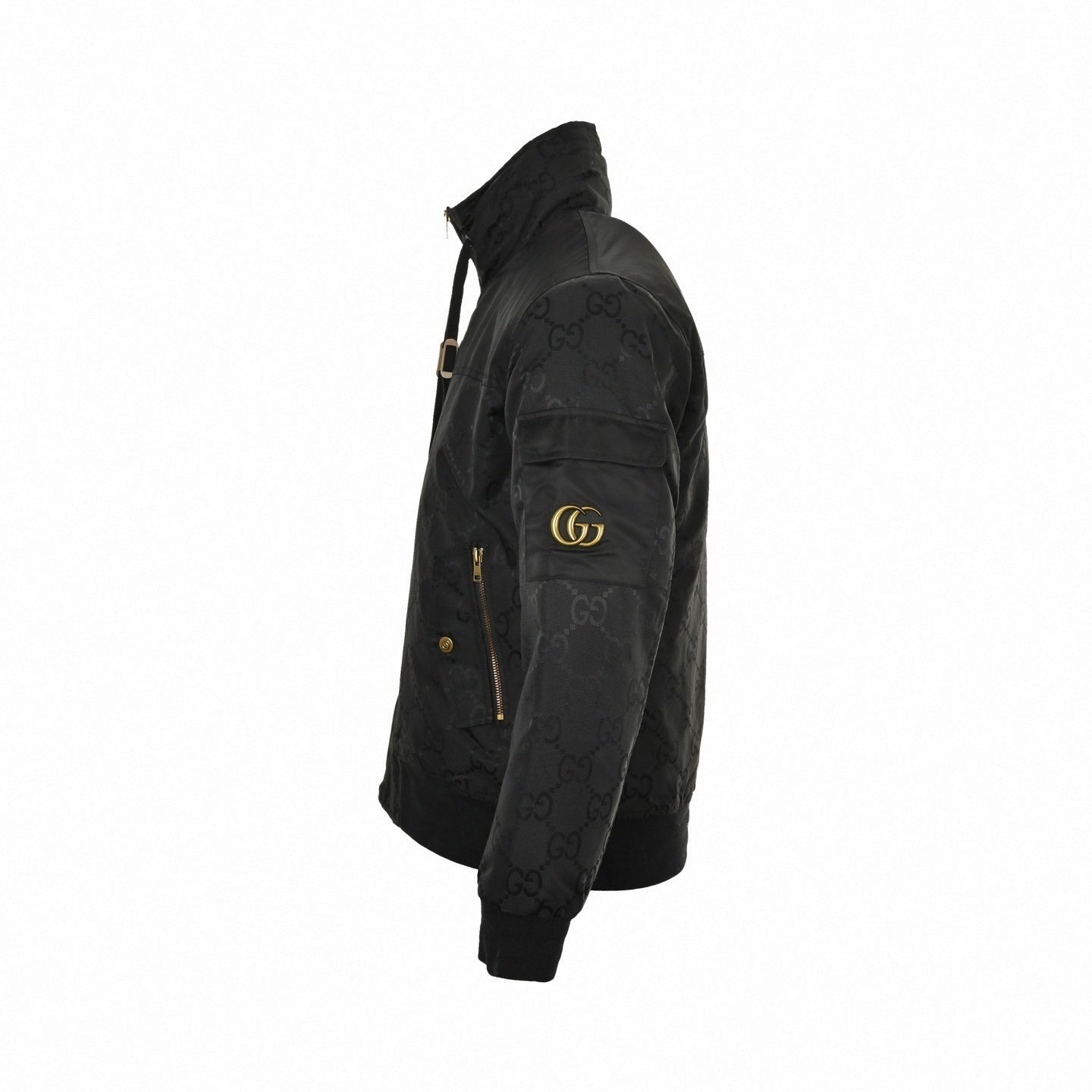 Black GG Monogram Padded Bomber Jacket