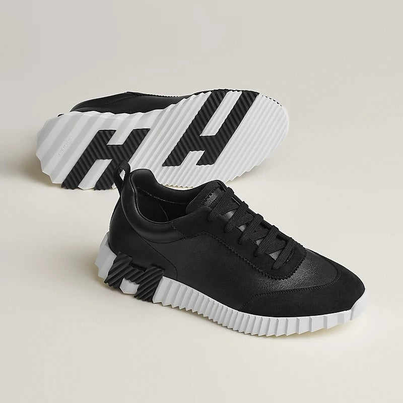 Bouncing Sneaker in Black Calfskin and Suede
