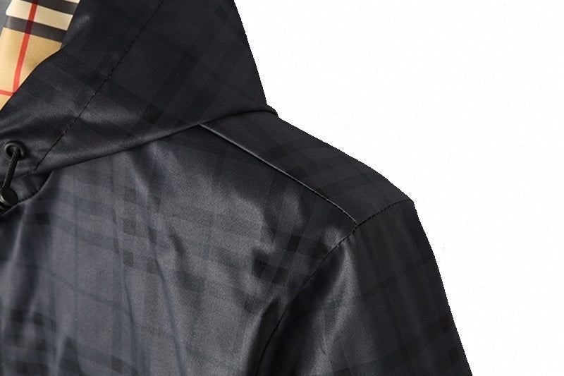 Charcoal Check Hooded Jacket