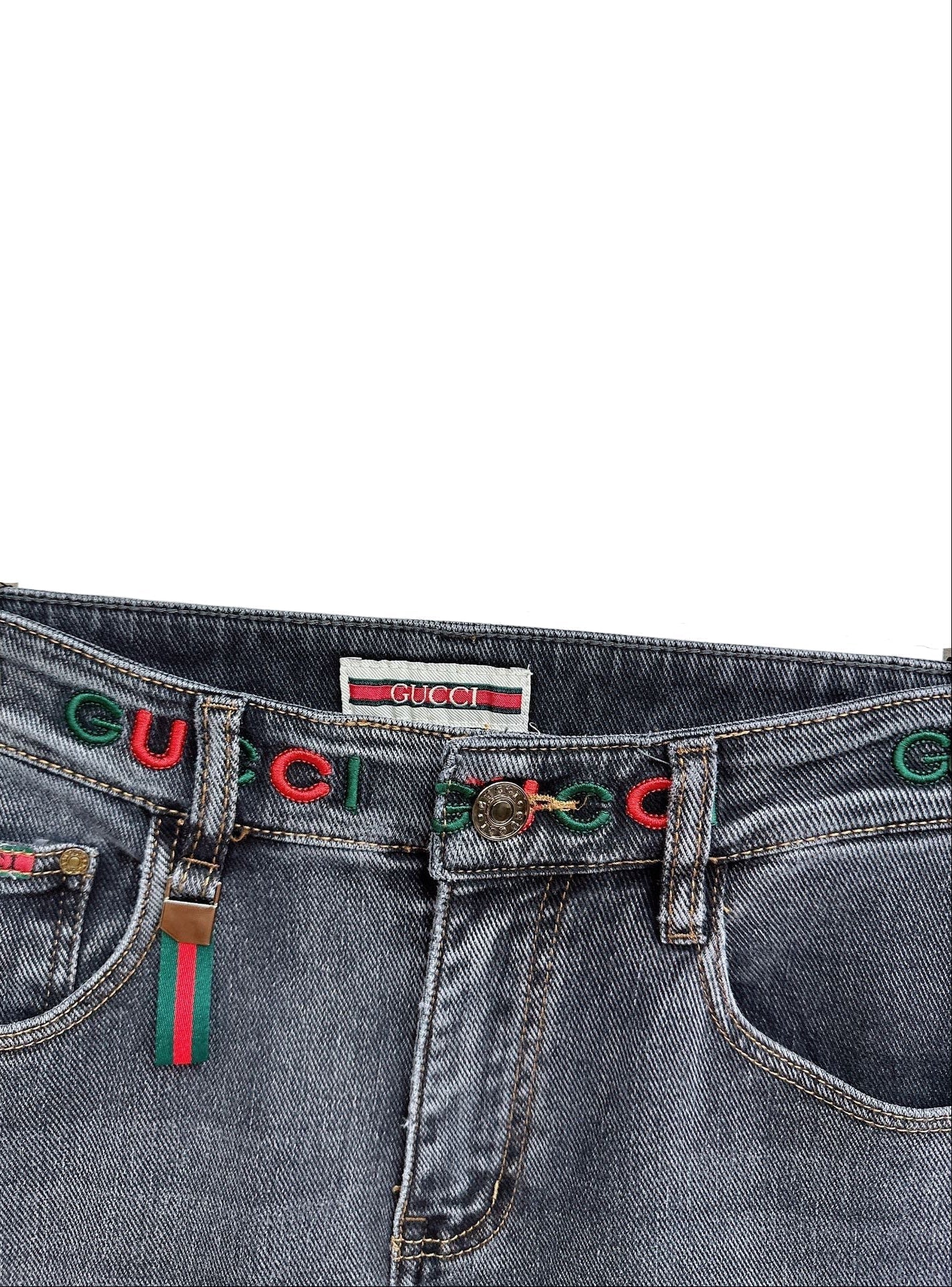 Denim Jeans with Embroidered Logo