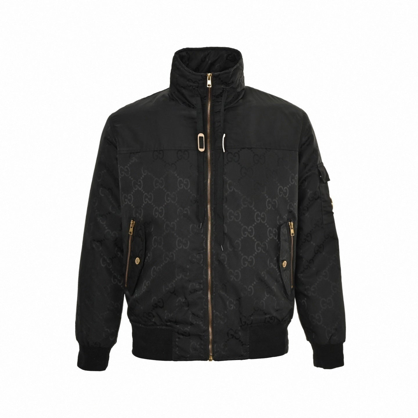Black GG Monogram Padded Bomber Jacket