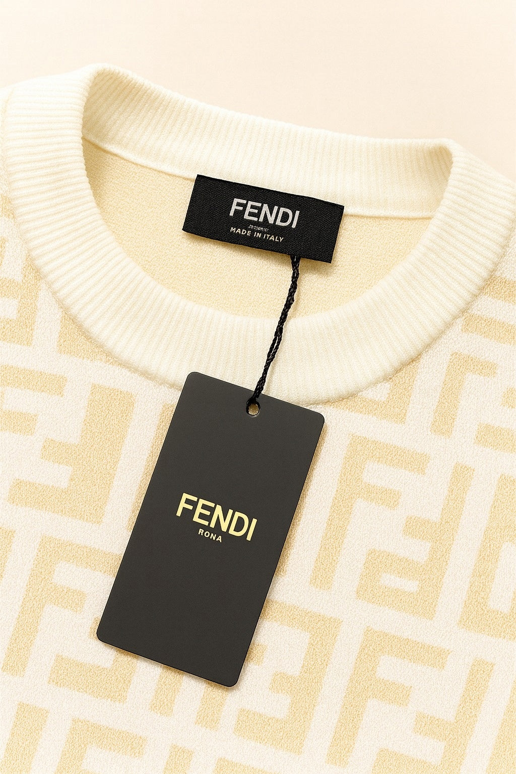 Beige and White Monogram Knit Sweater