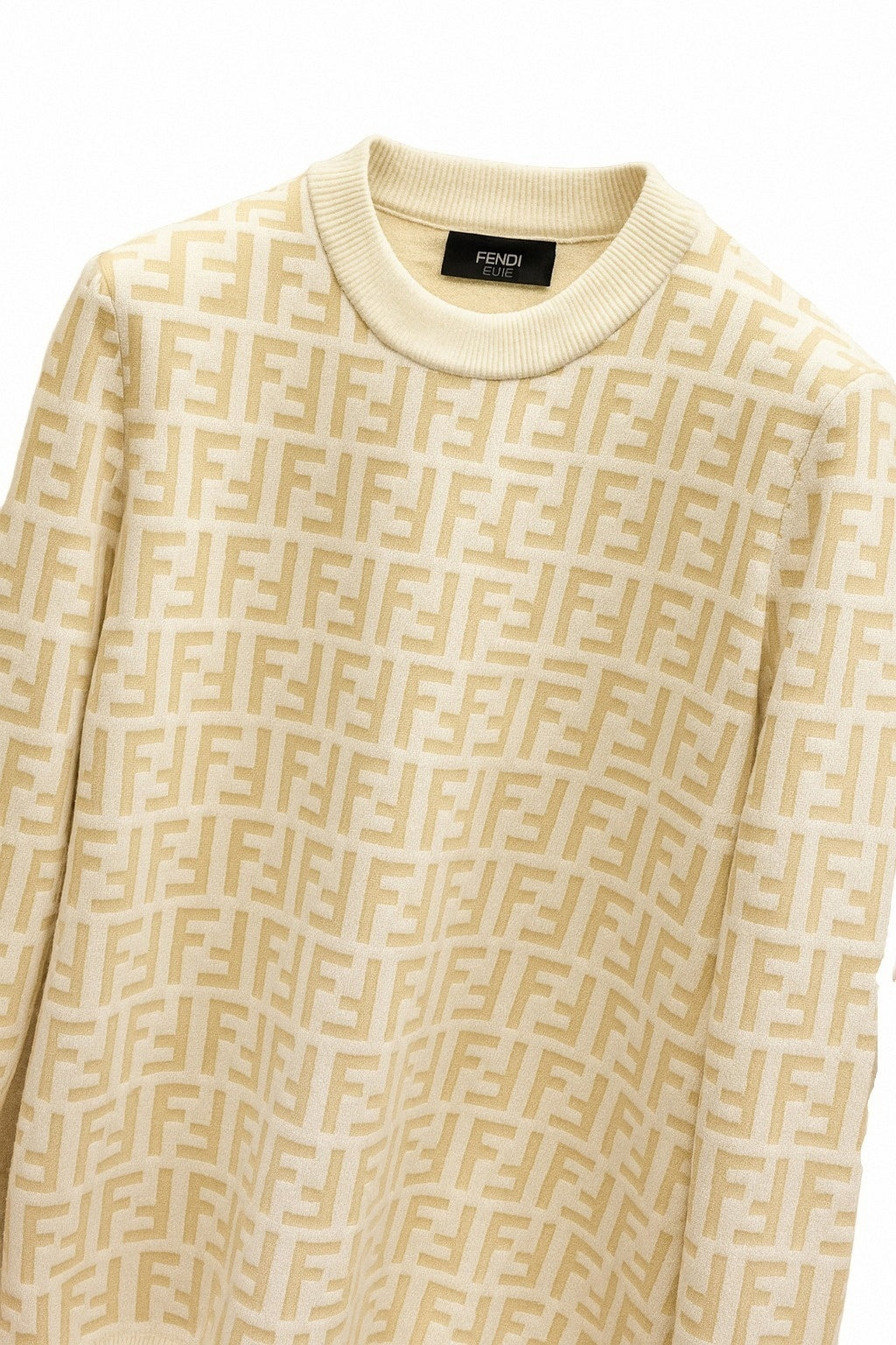 Beige and White Monogram Knit Sweater