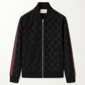 Black GG Monogram Track Jacket with Signature Web Stripes