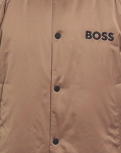 Beige Bomber Jacket with Ribbed Trim