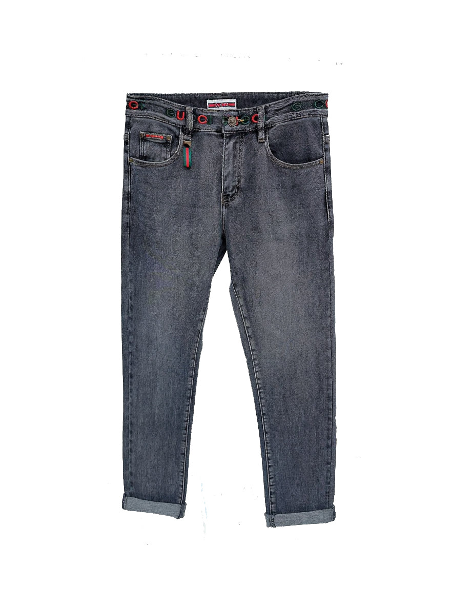 Denim Jeans with Embroidered Logo