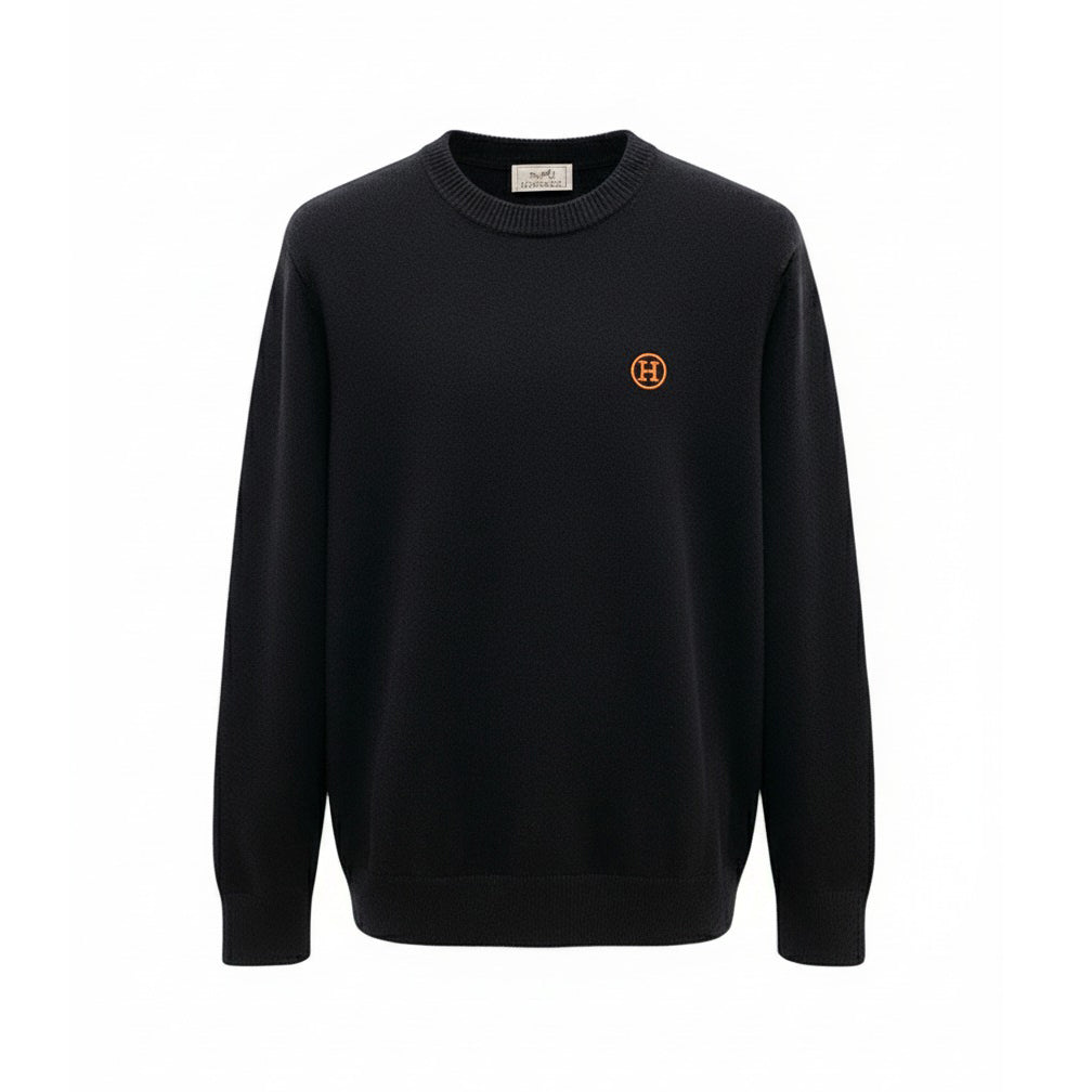 H Rond Embroidered Wool Crewneck Sweater