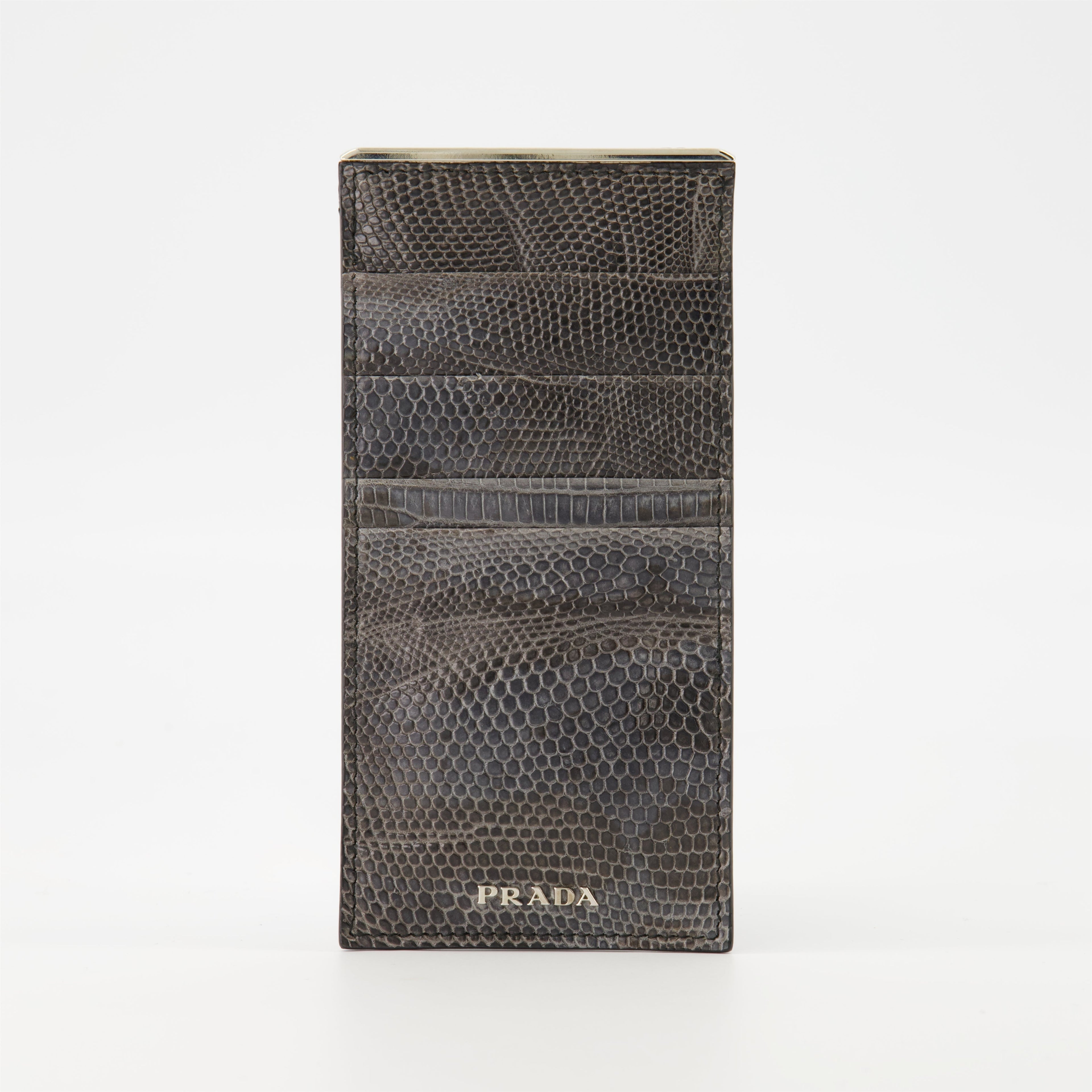 Crocodile-effect leather cardholder