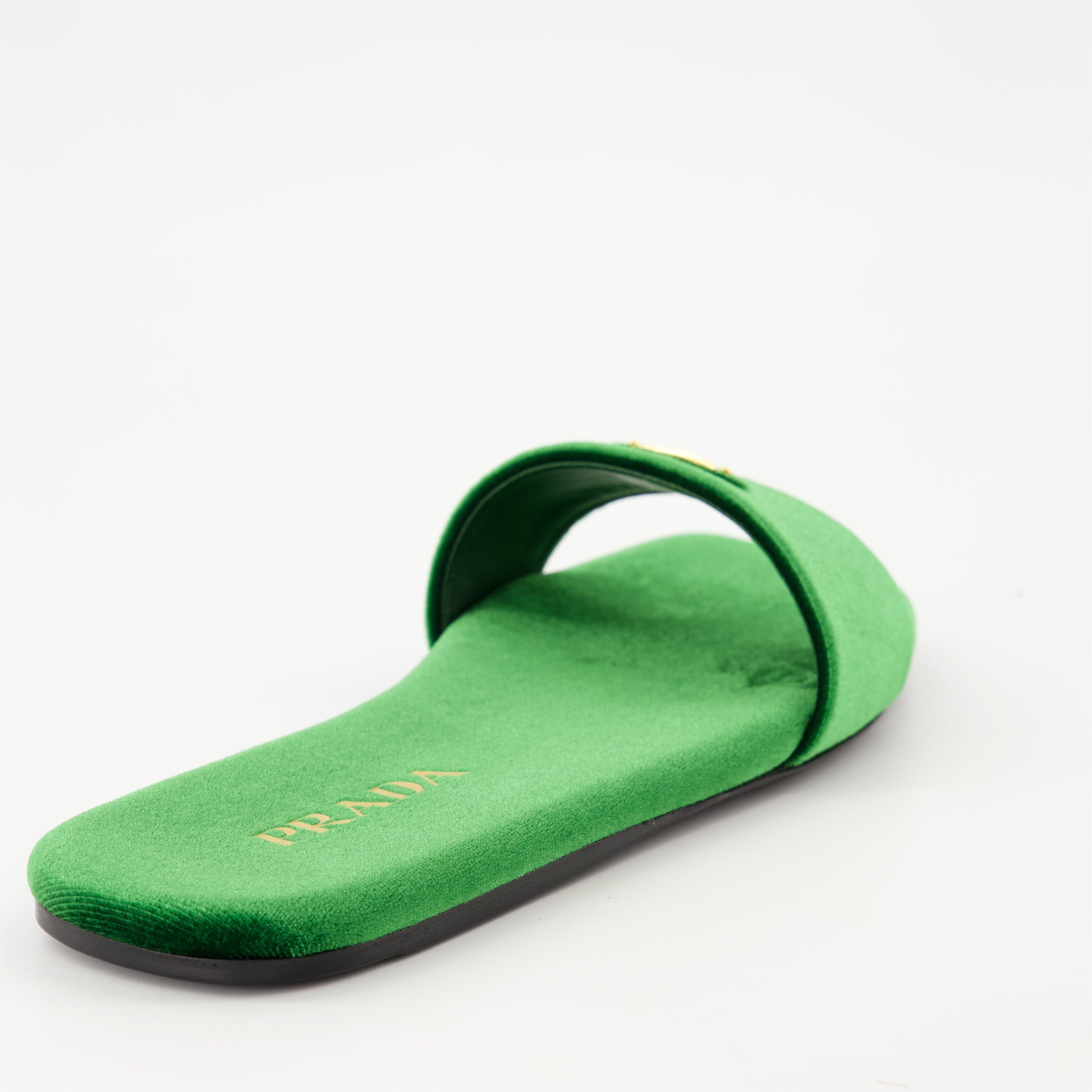 Green Velvet Sandals