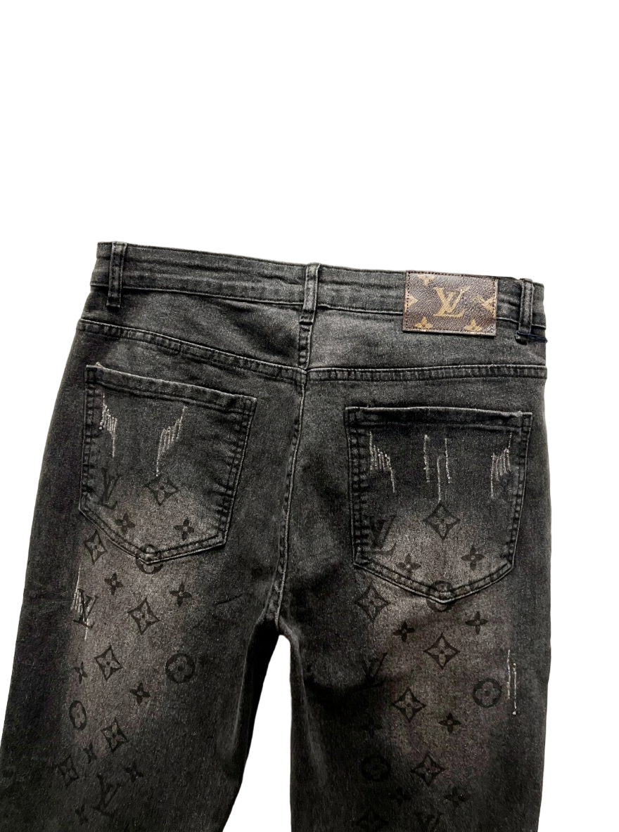 Black Monogram Jeans