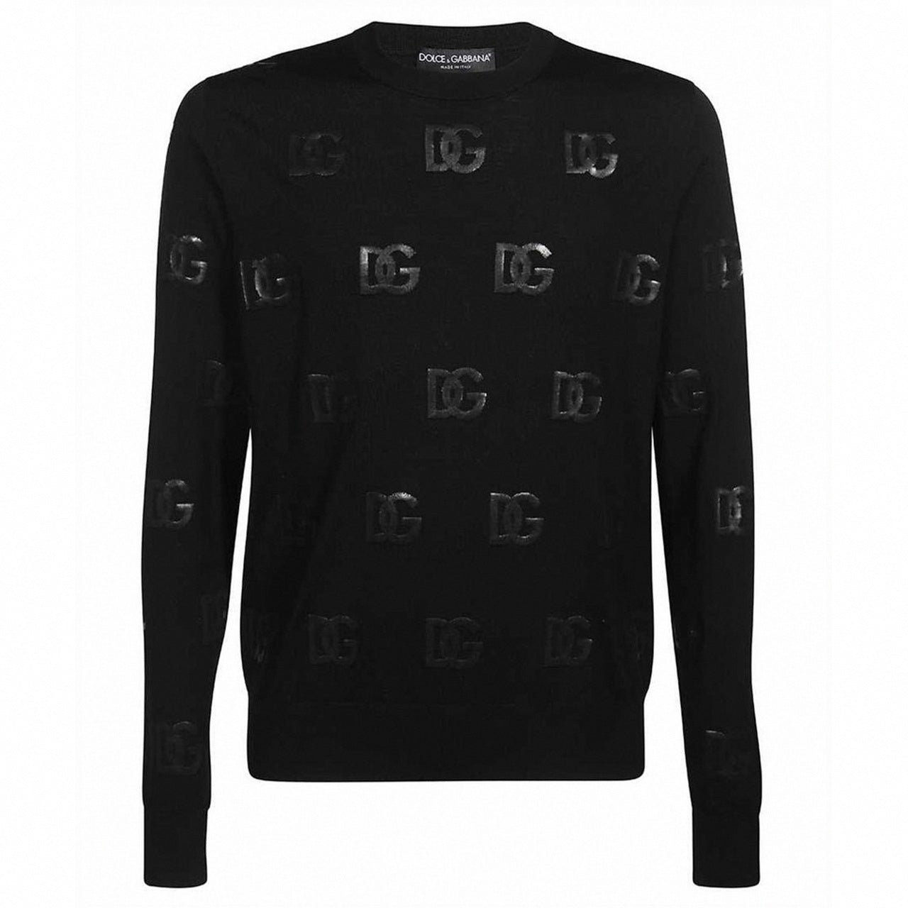 Black Embossed DG Logo Wool Sweater