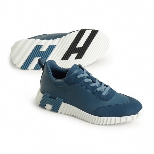 Bouncing Sneaker in Blue Calfskin and Suede