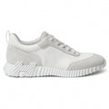 Bouncing Sneaker in White Suede and Technical Knit