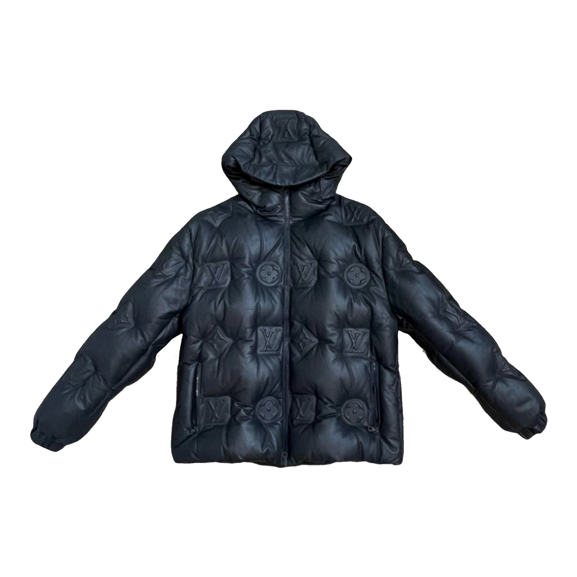 Black Embossed Hooded jacket