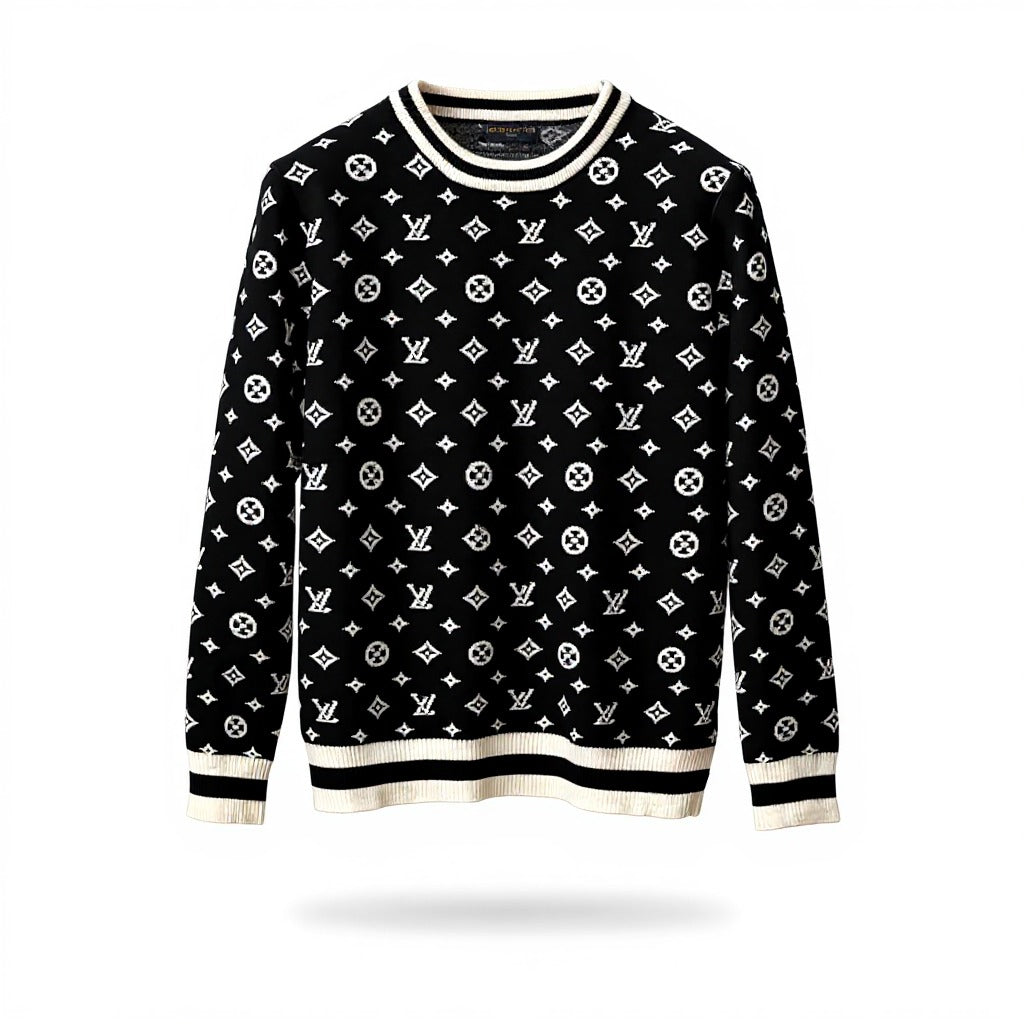 Black Monogram Knit Sweater