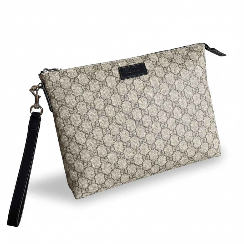 GG Supreme Canvas Pouch with Detachable Wrist Strap