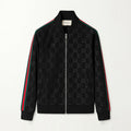 Black GG Monogram Track Jacket with Signature Web Stripes